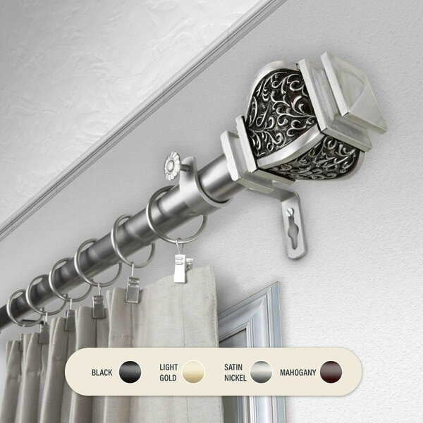 Kd Encimera 1 in. Harrison Curtain Rod with 120 to 170 in. Extension, Satin Nickel KD3719195
